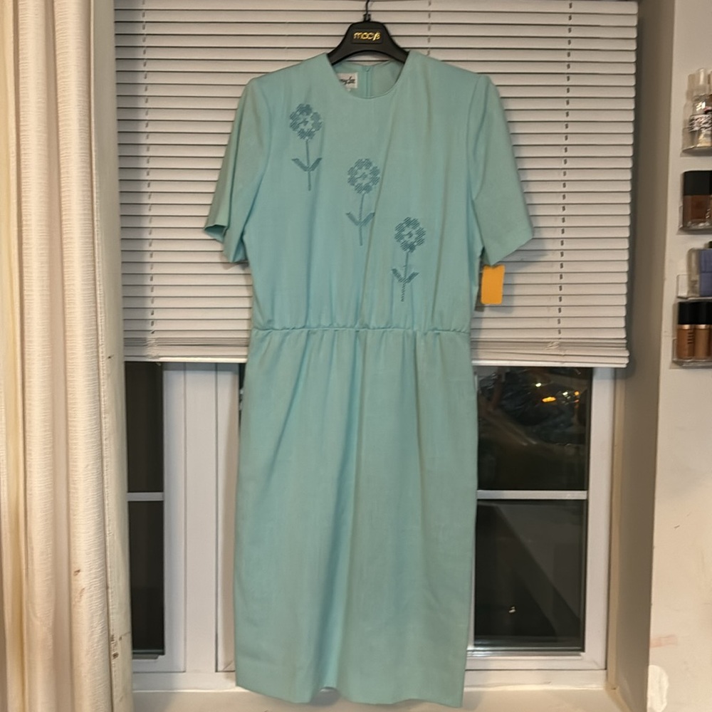 Hewy Lee Size 16 Shift Dress Detachable Padded Shoulder Vintage Made in USA
